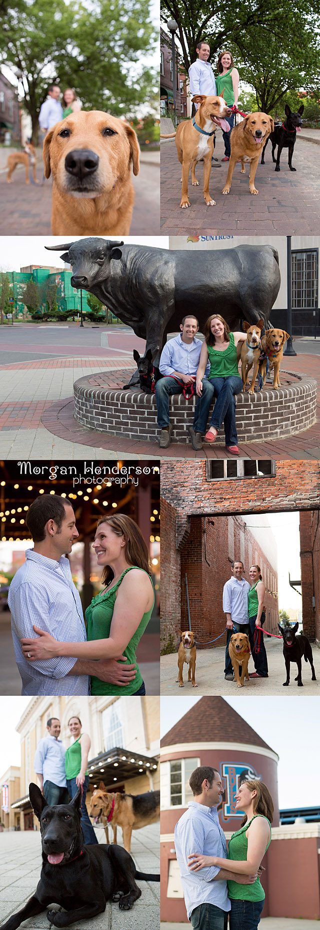 engagement photos with dogs downtown durham 