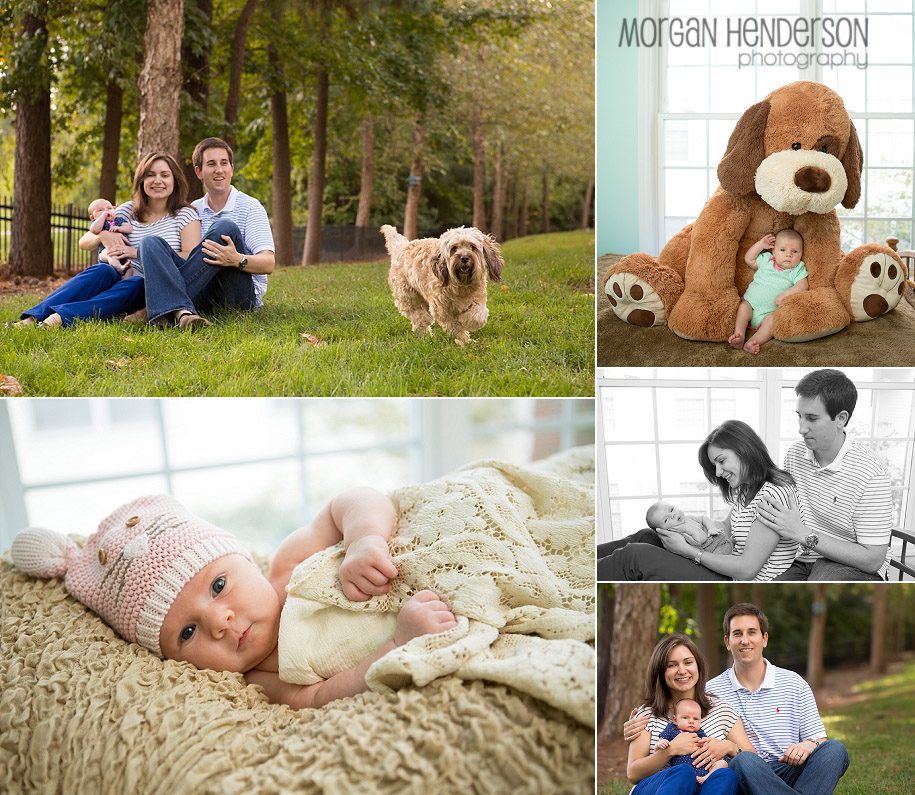 Cary newborn photography and family dog